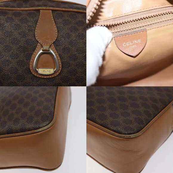 CELINE Macadam Canvas Shoulder Bag PVC Leather Brown Gold Auth BA1891 - Picture 15 of 16
